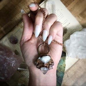 Handmade Copper Amethyst Druzy Pendant Necklace